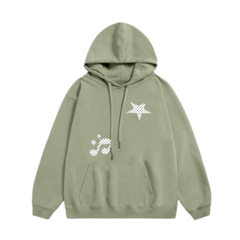 Breathable Polka Dot & Star Design Hoodie