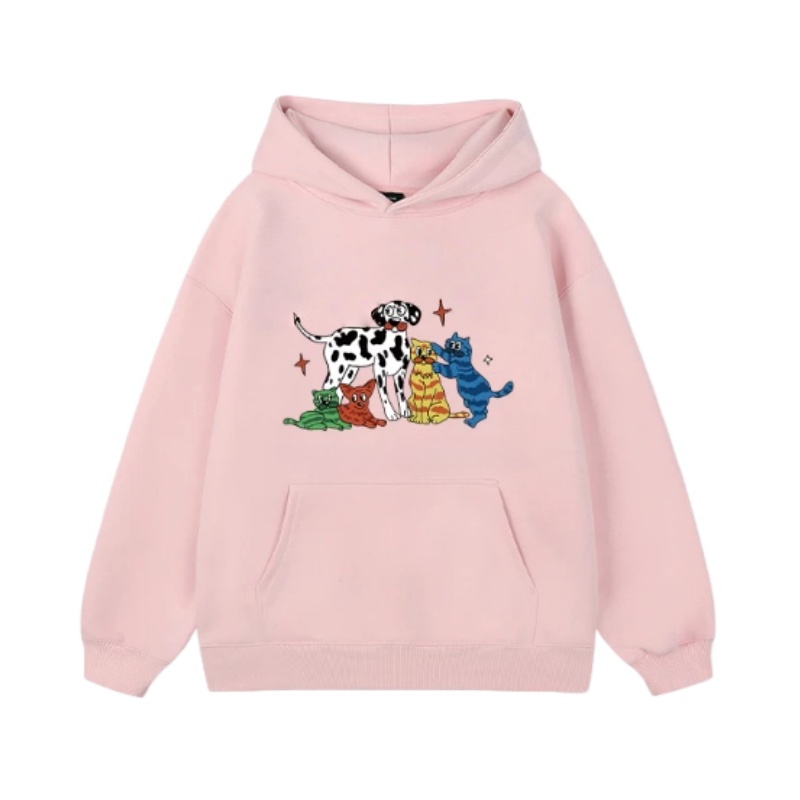 Colorful Cartoon Animal Print Hoodie
