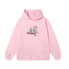 Stylish Hoodie with Cat Appliqué — Pink