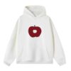Cutout Apple Print Hoodie — White