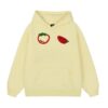 Goose-Yellow Hoodie with Fruit Tomato Print