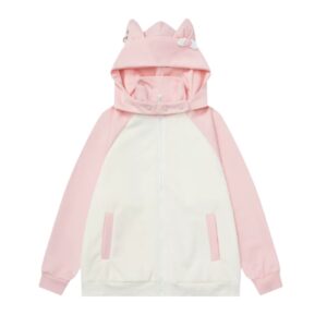 Stylish Pink & Apricot Color-Block Hoodie