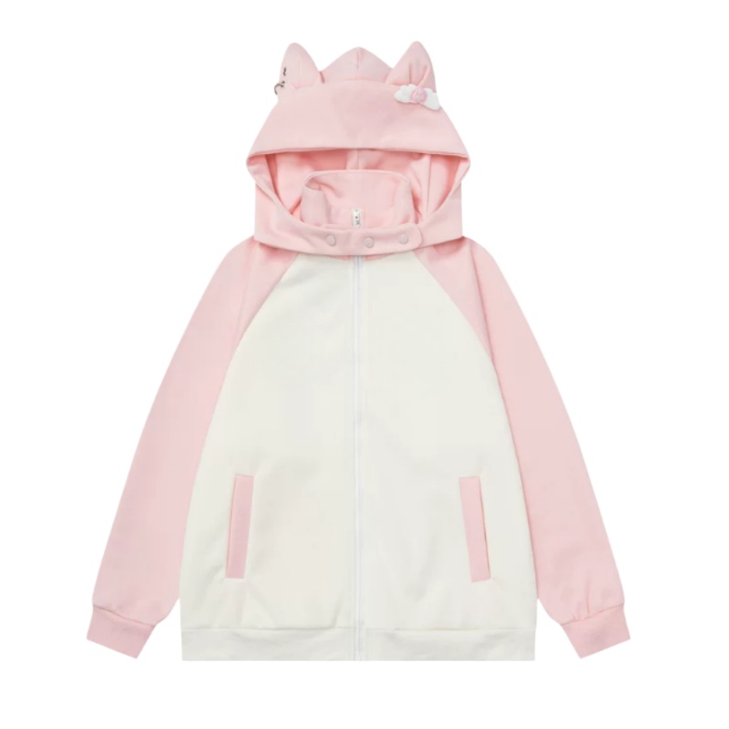 Stylish Pink & Apricot Color-Block Hoodie