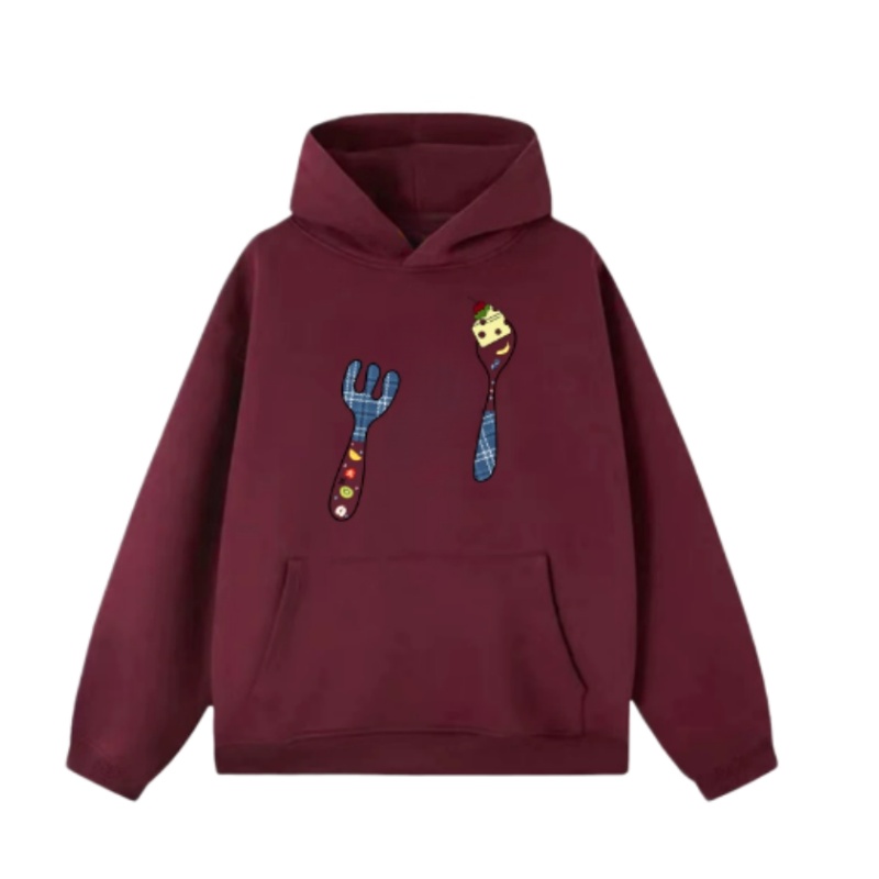 Fun Design Stylish Hoodie — Burgundy