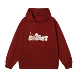"Dog Family" Design Hoodie — Red