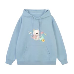 Cartoon Dog Plush Hoodie – Blue