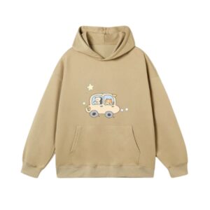 Cartoon Dog Road Trip Hoodie — Khaki