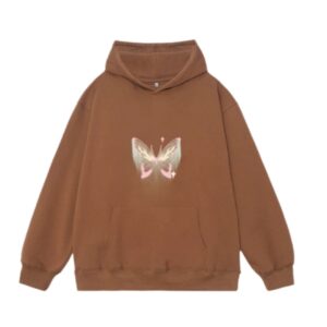 Dreamy Butterfly Print Hoodie — Brown